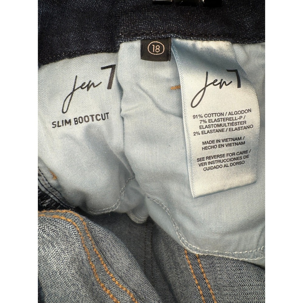 Jen7 Jeans Women 18 Blue Slim Bootcut Raw Hem + Side Slit Hem Stretch Streetwear - Picture 5 of 5